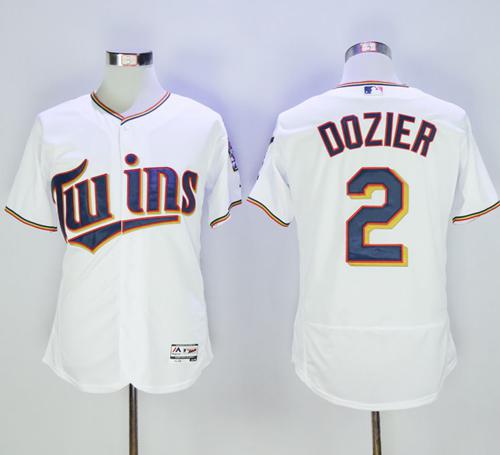 Twins #2 Brian Dozier White Flexbase Authentic Collection Stitched MLB Jersey - Click Image to Close